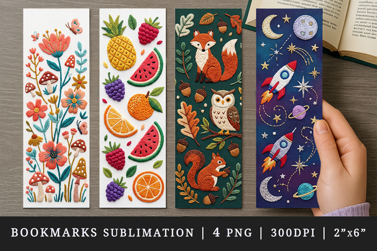 Embroidery bookmarks printable sublimation bookmark design