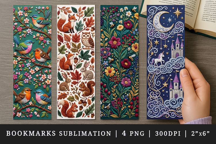 Embroidery bookmarks printable sublimation bookmark design