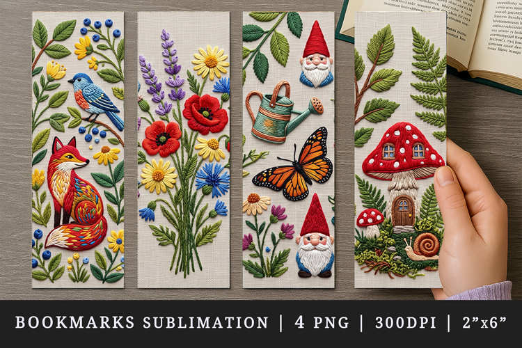 Embroidery bookmarks printable sublimation bookmark design