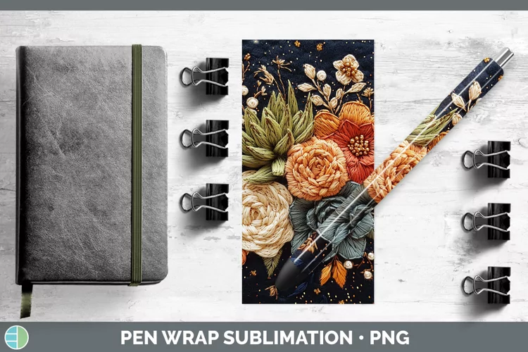 Embroidery Succulents Pen Wrap Sublimation Pen Designs
