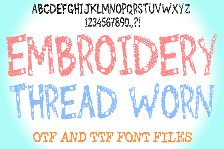 Embroidery Thread Worn Fabric Alphabet Lettering ABC Text