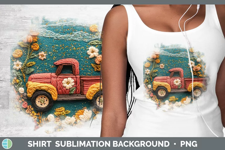 Embroidery Vintage Truck Shirt Sublimation Sublimation Backg