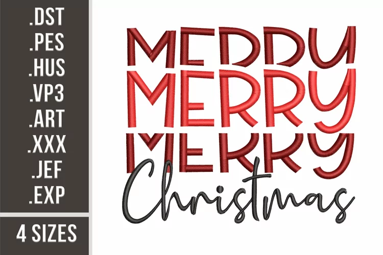 Merry Christmas | Stacked Embroidery