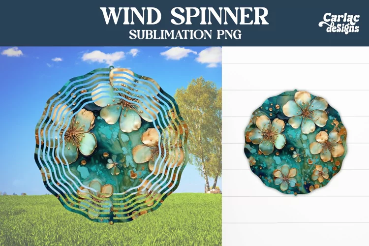 Wind Spinner Sublimation, Emerald Flowers Wind Spinner