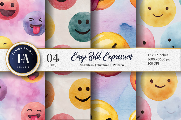 Watercolor Seamless Clown Faces Pattern Digital Paper