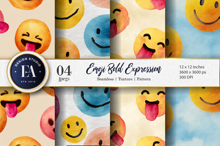 Seamless Watercolor Clown Faces Pattern Digital Paper