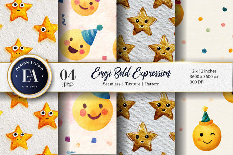 Seamless Clown Faces Watercolor Art Digital Paper