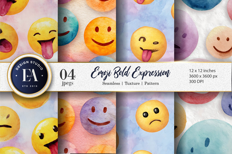 Clown Faces Watercolor Seamless Pattern Digital Paper