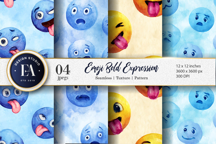 Seamless Watercolor Clown Faces Pattern Digital Paper