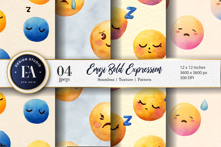 Playful Watercolor Clown Faces Seamless Digital Paper