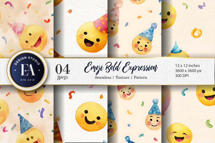 Artistic Watercolor Clown Faces Seamless Digital Paper