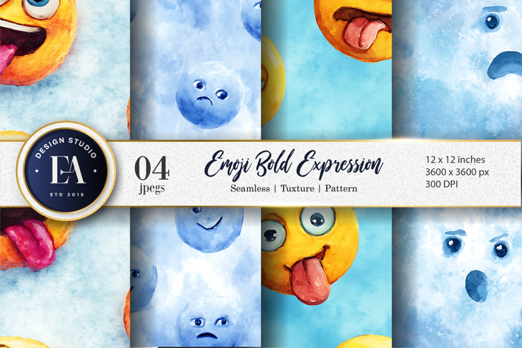 Seamless Watercolor Clown Faces Pattern Digital Paper