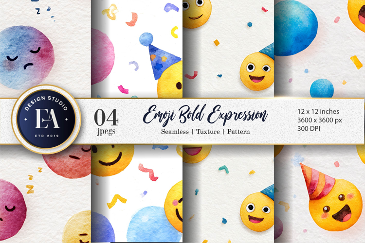 Artistic Watercolor Clown Faces Seamless Digital Paper