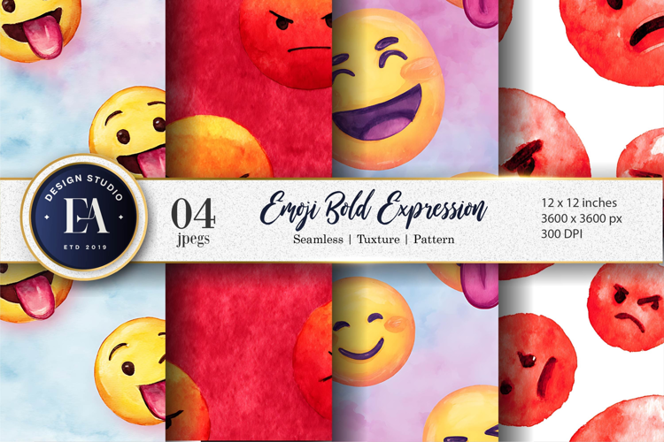 Watercolor Seamless Clown Faces Pattern Digital Paper