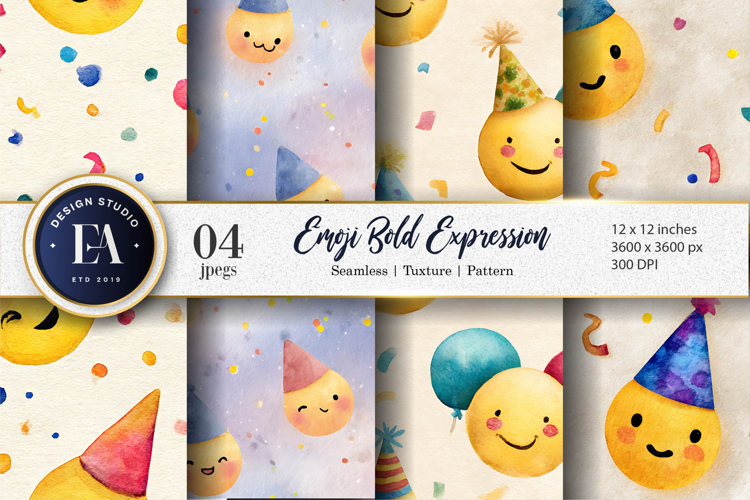 Artistic Watercolor Clown Faces Seamless Digital Paper
