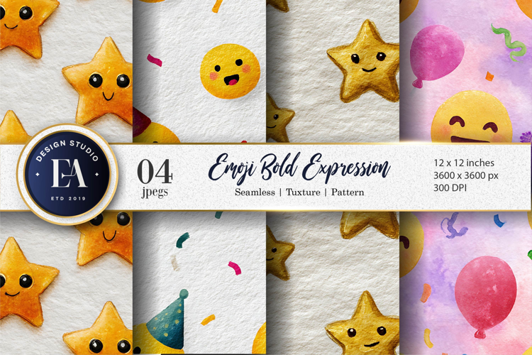 Seamless Clown Faces Watercolor Art Digital Paper