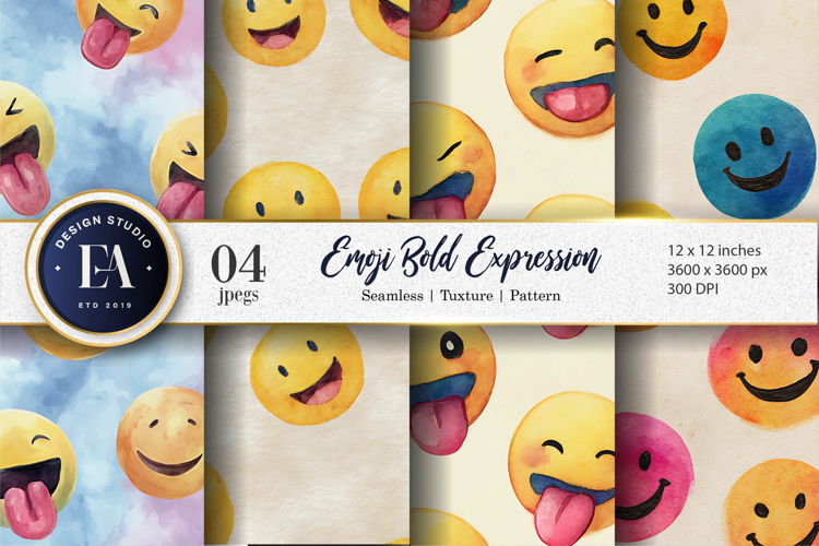 Seamless Watercolor Clown Faces Pattern Digital Paper