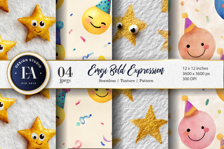 Seamless Clown Faces Watercolor Art Digital Paper