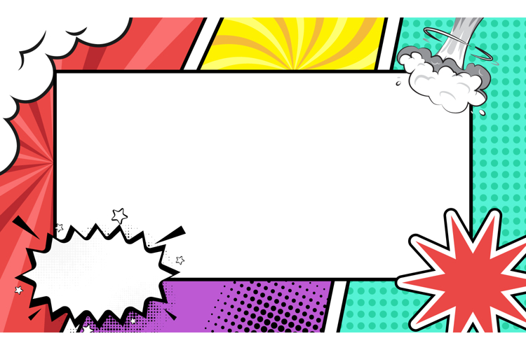Empty colorful comic frame background template vector