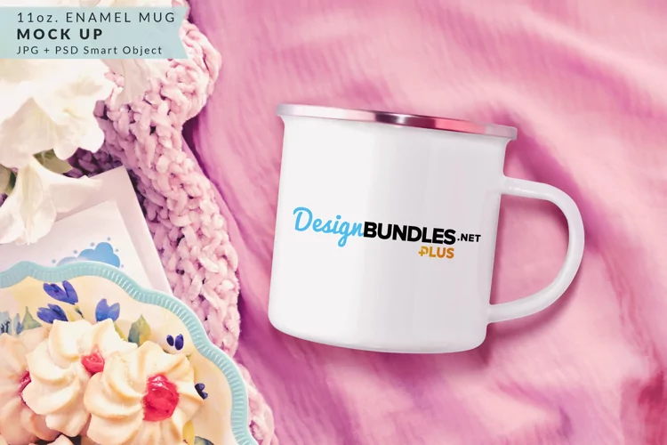 Enamel Mug with Cookies | Sublimation Mock up