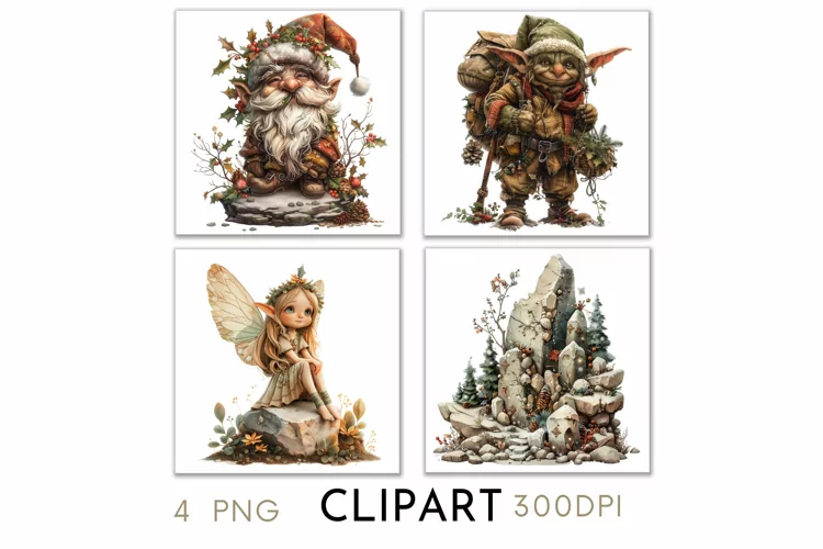 Enchanted Christmas Illustrations Watercolor Clipart PNG