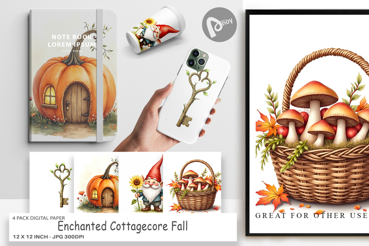 Digital Paper Enchanted Fall Cottagecore
