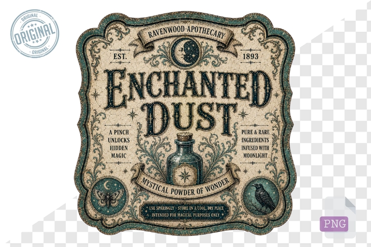 Enchanted Dust Magical Apothecary Vintage PNG Design