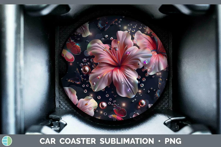 Enchanted Flowers 3D Azalea Car Coaster Sublimation Coaster