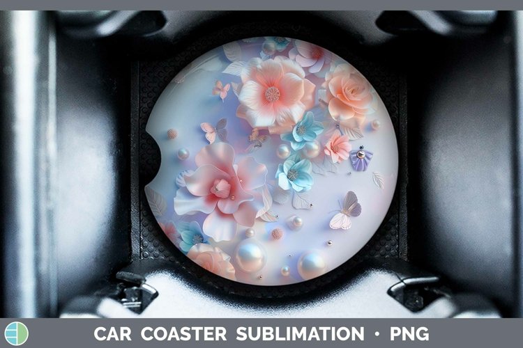 GorgeousEnchanted Flowers 3D Car Coaster design.