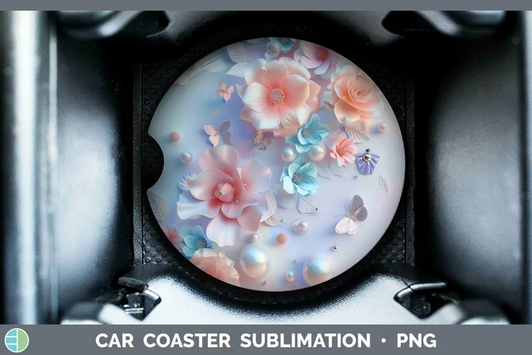 Enchanted Flowers 3D Azalea Car Coaster Sublimation Coaster