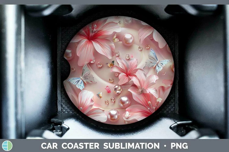 Enchanted Flowers 3D Azalea Car Coaster Sublimation Coaster