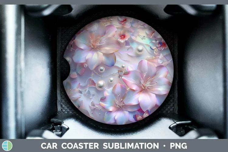 Enchanted Flowers 3D Azalea Car Coaster Sublimation Coaster