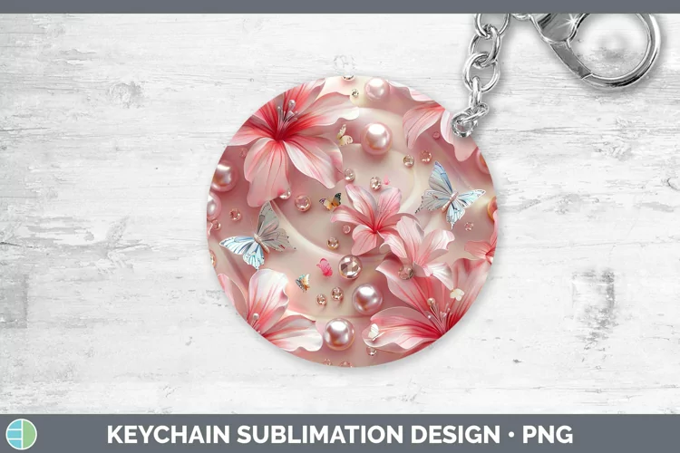 Enchanted Flowers 3D Azalea Keychain Sublimation Keyring Des