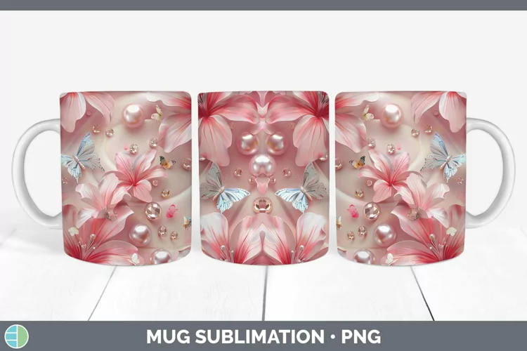 Enchanted Flowers 3D Azalea Mug Wrap Sublimation Coffee Cup