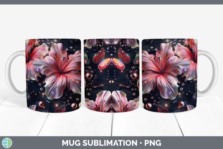 GorgeousEnchanted Flowers 3D Mug Wrap design.