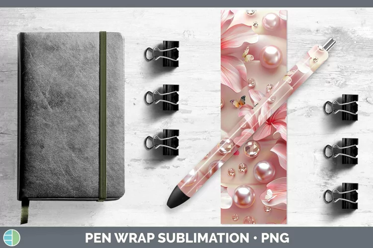 Enchanted Flowers 3D Azalea Pen Wrap Sublimation Epoxy Pen D