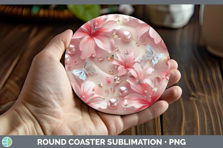 Enchanted Flowers 3D Azalea Round Coaster Sublimation Coaste