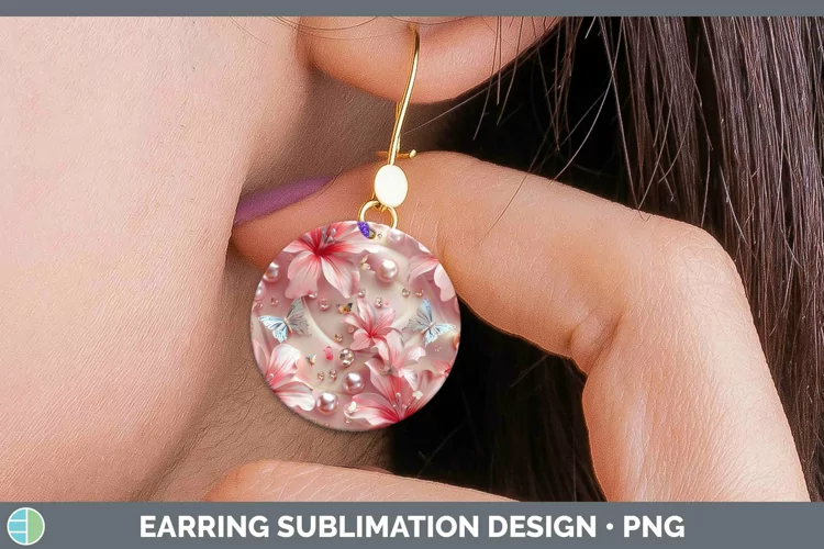 Enchanted Flowers 3D Azalea Round Earrings Sublimation Earri