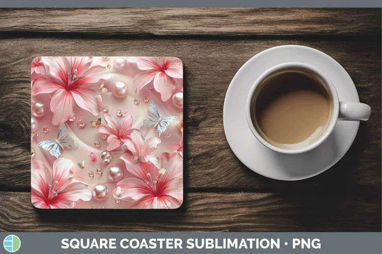 Enchanted Flowers 3D Azalea Square Coaster Sublimation Coast