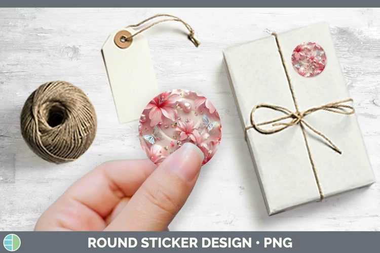 Enchanted Flowers 3D Azalea Stickers | Round Labels Designs