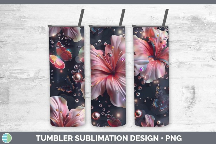 Enchanted Flowers 3D Azalea Tumbler Sublimation 20 oz Skinny