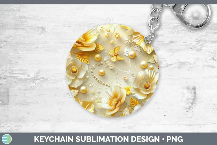 Enchanted Flowers 3D Buttercup Keychain Sublimation Keyring