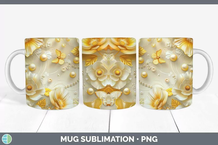 Enchanted Flowers 3D Buttercup Mug Wrap Sublimation Coffee C