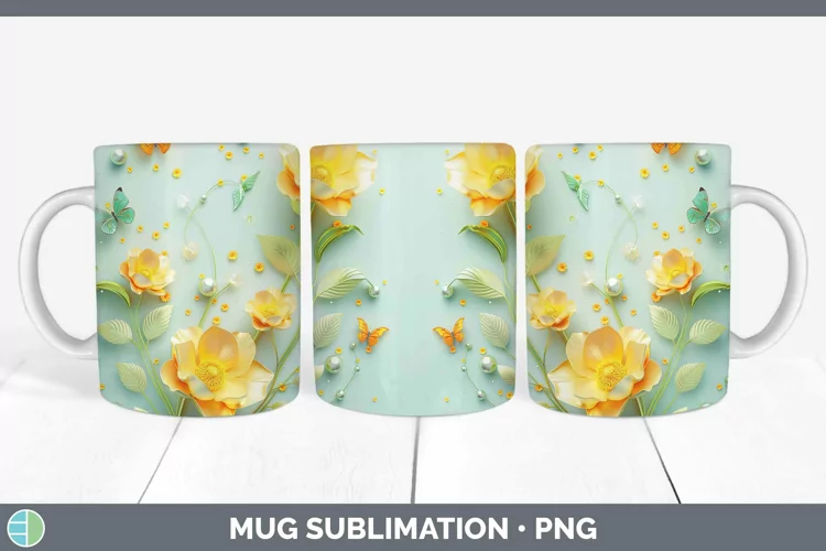 Enchanted Flowers 3D Buttercup Mug Wrap Sublimation Coffee C