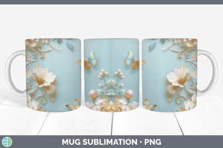 GorgeousEnchanted Flowers 3D Mug Wrap design.