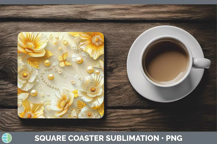 Enchanted Flowers 3D Buttercup Square Coaster Sublimation Co