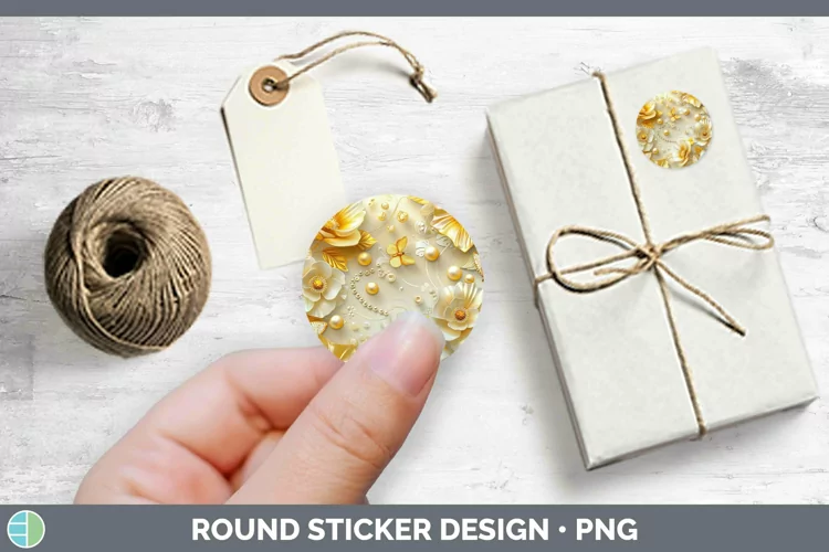Enchanted Flowers 3D Buttercup Stickers | Round Labels Desig