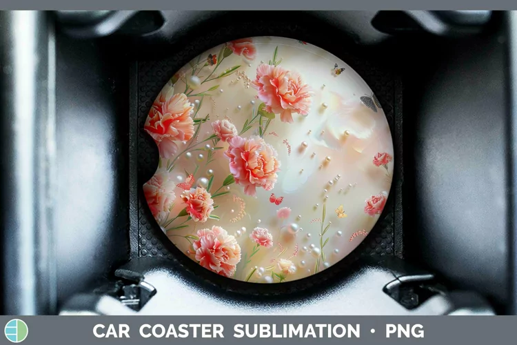Enchanted Flowers 3D Carnation Car Coaster Sublimation Coast