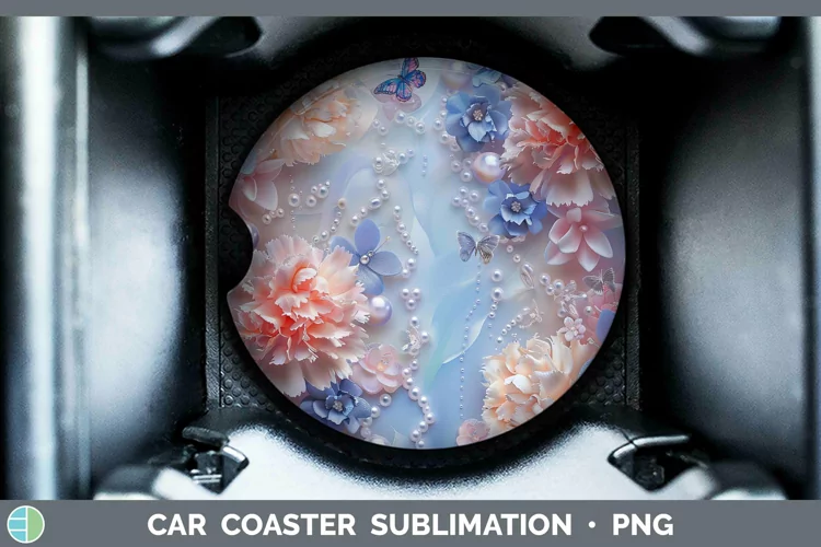 Enchanted Flowers 3D Carnation Car Coaster Sublimation Coast