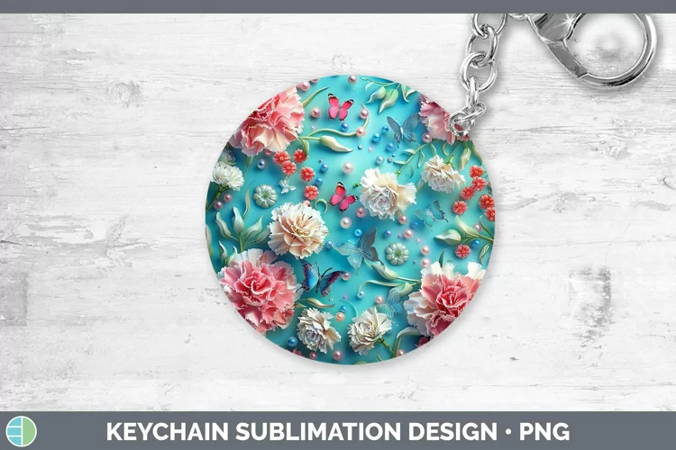 Enchanted Flowers 3D Carnation Keychain Sublimation Keyring